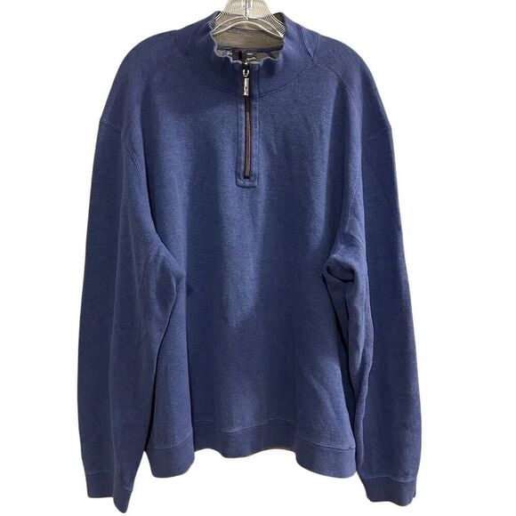 Tommy Bahama Men's XXL Reversible 1/4 Zip‎ Pullover Sweater Blue